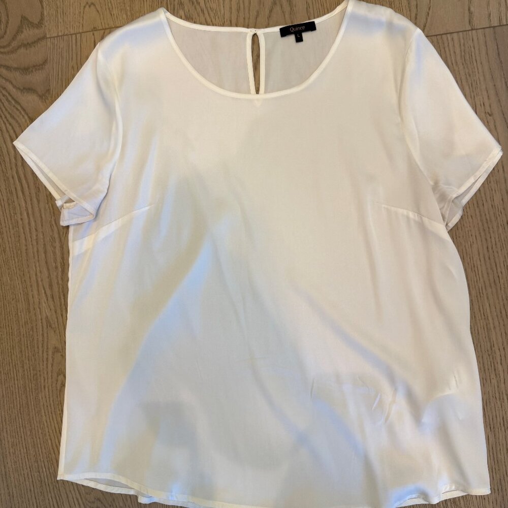 Quince Washable Stretch Silk Tee—Size L, New W/O Tags